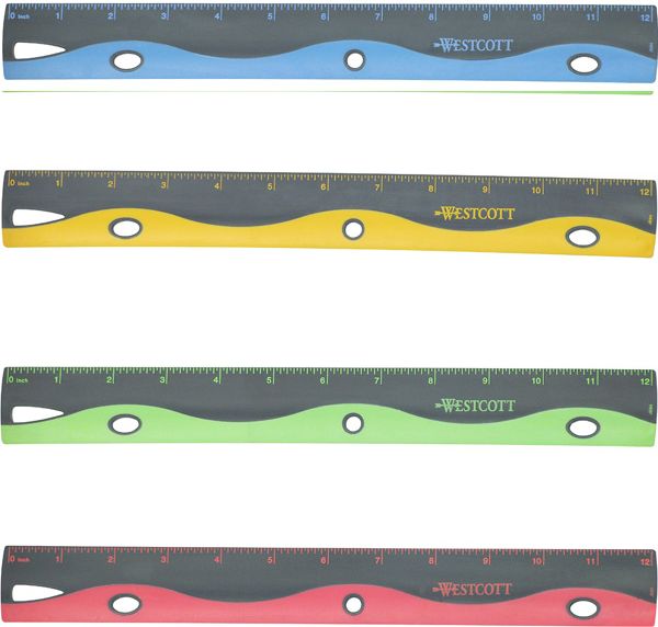 RULER/12IN WAVE ASST COLOR