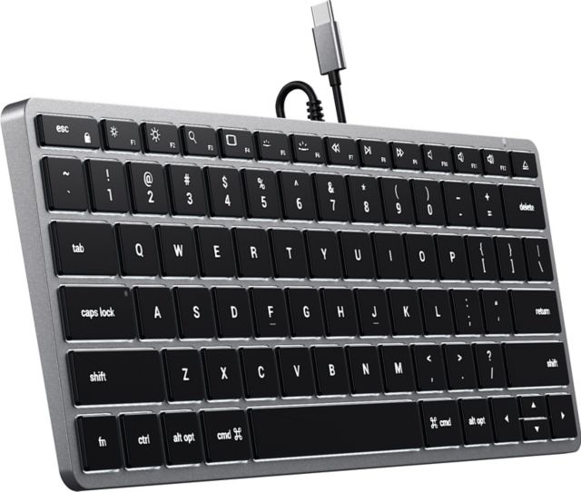 Satechi Slim W1 USB-C Wired Backlit Keyboard, 11.14 x 4.5 x 0.4in, Space Gray - ONLINE ONLY
