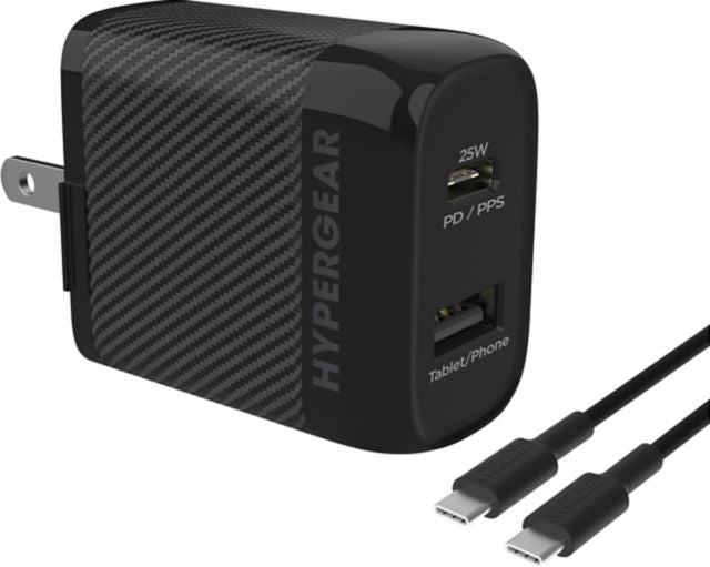HyperGear SpeedBoost 25W PD USB-C Wall Kit, Black