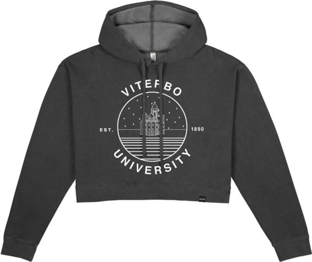 Viterbo University Women's Pigment Dyed Crop Fleece Hood - ONLINE ONLY