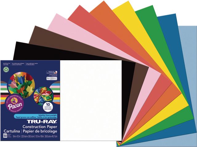 CONSTRUCTION TRURAY 12X18 ASSORTED COLORS 50 SHEETS