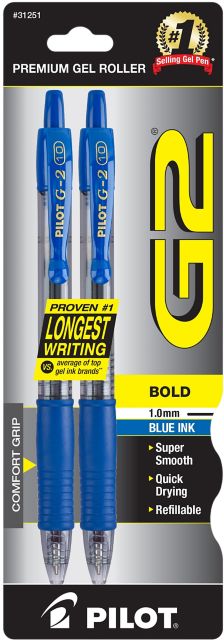 G2-1 GEL INK BLUE BOLD 2-PK