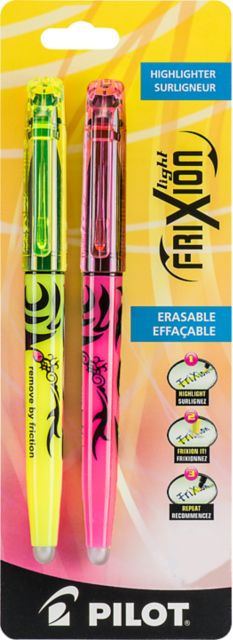 HILITER 2PK YLW/PINK ERASABLE